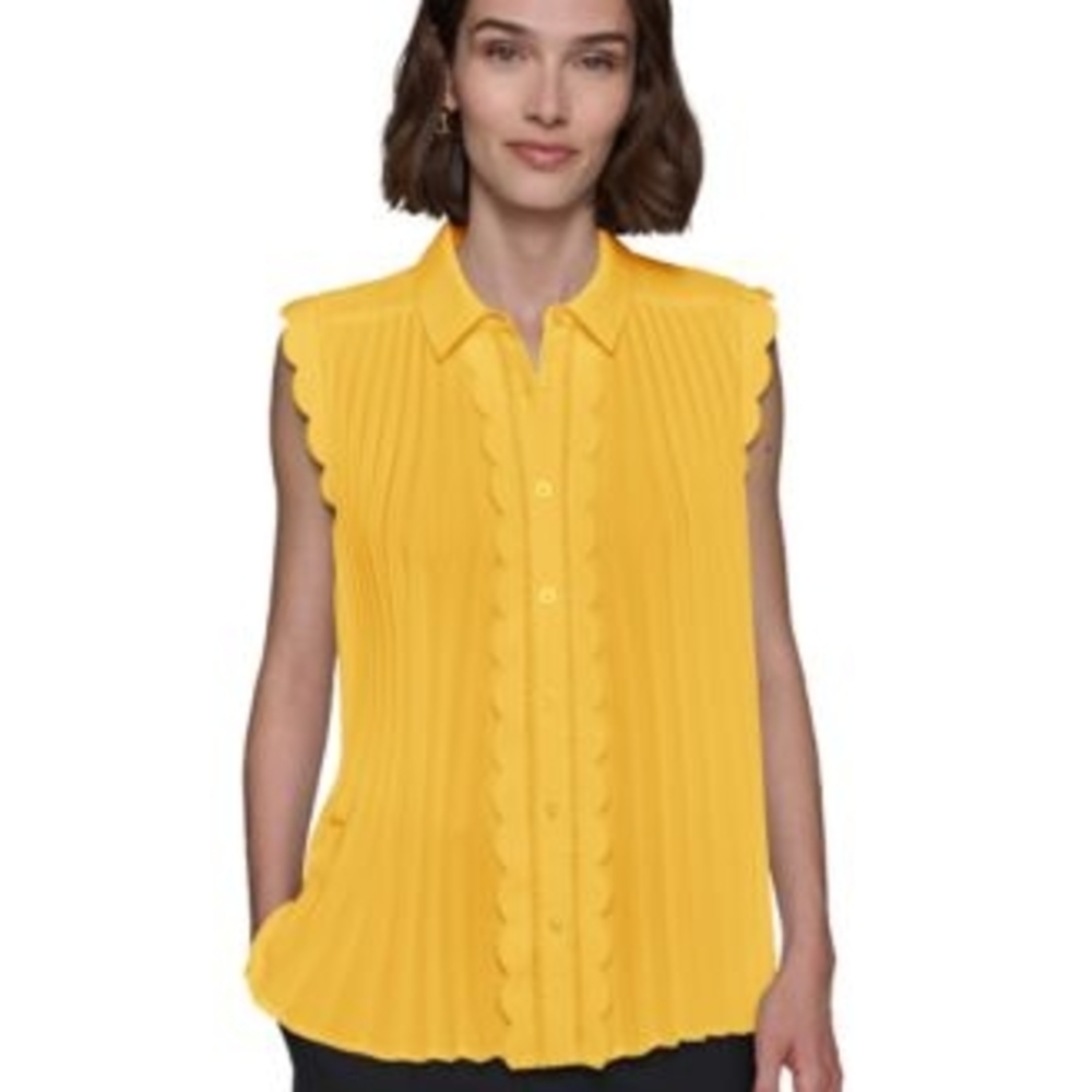 Sunny Yellow Scalloped Women's Tank Top